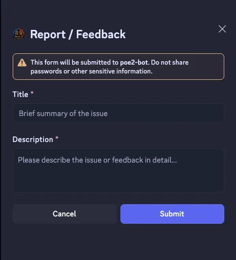 Report / Feedback modal